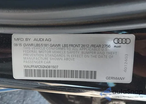 2016 Audi A6 2.0T Premium z USA, uszkodzony, nr VIN WAUFFAFC5GN081507